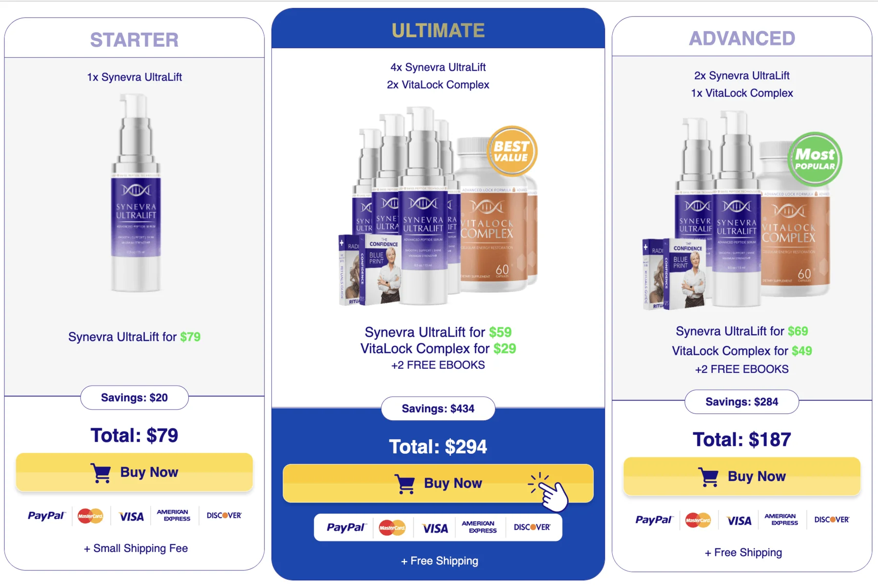 synevra ultralift three package options